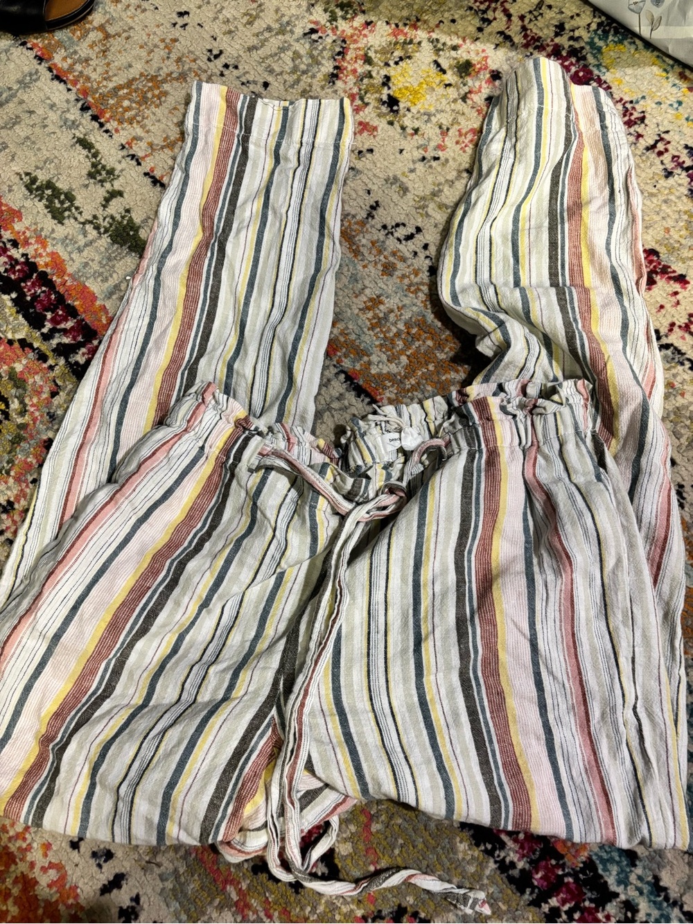 Beach Striped Drawstring Pants - Multi